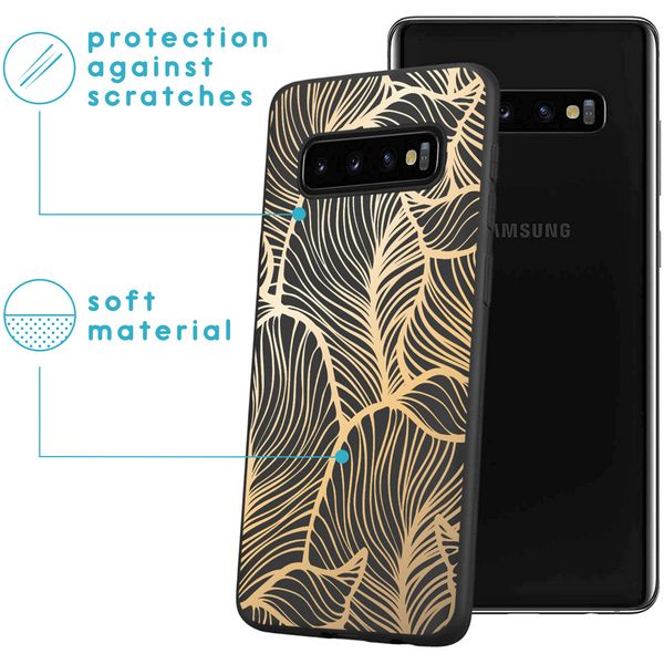 imoshion Design Hülle für das Samsung Galaxy S10 - Blätter / Schwarz