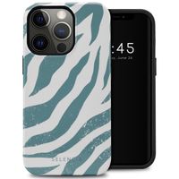 Selencia Vivid Tough Back Cover für das iPhone 13 Pro - Colorful Zebra Pine Blue