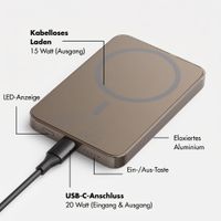 Selencia Vivid Powerbank 5.000 mAh - MagSafe und Qi - Desert Gold / Bonbon Stripe Matcha