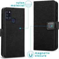 imoshion Luxuriöse Canvas-Klapphülle Samsung Galaxy A21s - Schwarz