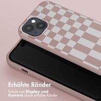 Selencia Silikonhülle design mit abnehmbarem Band für das iPhone 15 Plus - Irregular Check Sand Pink