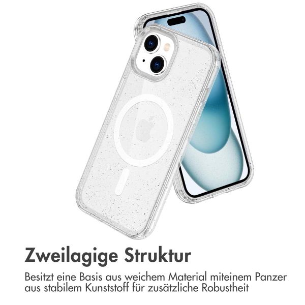 imoshion Sparkle Back Cover mit MagSafe Apple iPhone 15 - Glitzer Transparent