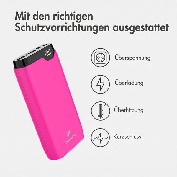 imoshion Powerbank 20.000 mAh - 22,5W Schnellladegerät - USB-C / USB-A - Hot Pink