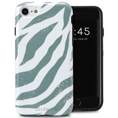 Selencia Vivid Back Cover für das iPhone SE (2022 / 2020) / 8 / 7 / 6(s) - Colorful Zebra Pine Blue