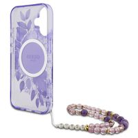 Guess MagSafe IML Flowers Case mit Beads Strap Apple iPhone 16 - Purple