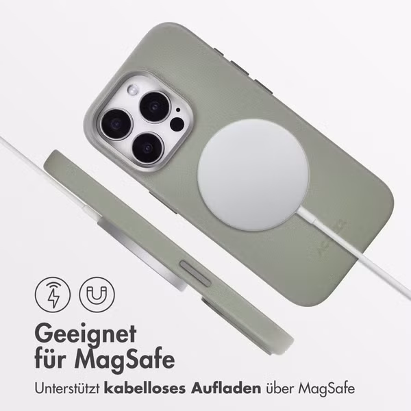 Accezz MagSafe Leather Backcover Apple iPhone 15 Pro - Light Grey