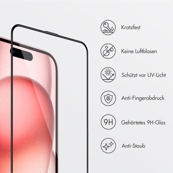 Accezz Gehärteter Glas-Schutz + Applikator Apple iPhone 16 / 15