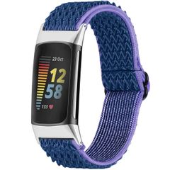 imoshion Elastische Nylonarmband für das Fitbit Charge 5 / Charge 6 - Dunkelblau