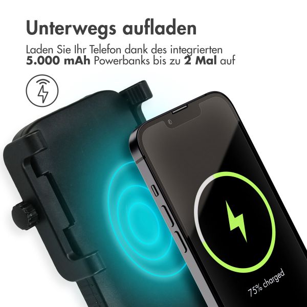 imoshion Fahrrad-Telefonhalter mit Powerbank - Telefonhalter Fahrrad - Kabellose Powerbank - 5.000 mAh - Schwarz