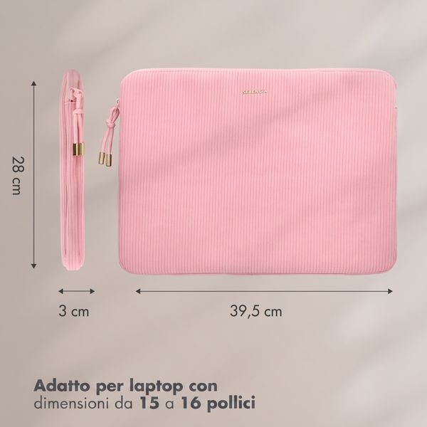 Selencia Cord Laptop Hülle 15-16 Zoll - Laptop Sleeve - Soft Blush