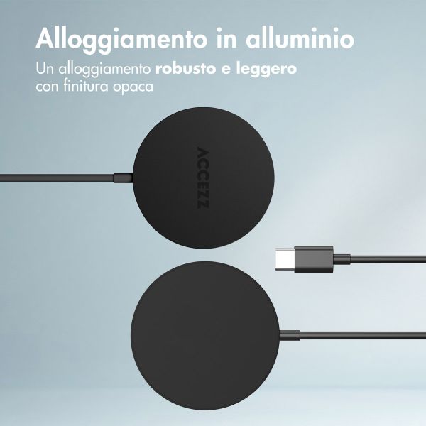Accezz Wireless Charger USB-C - Drahtloses MagSafe- und Qi2-Ladegerät - 1 Meter - Schwarz