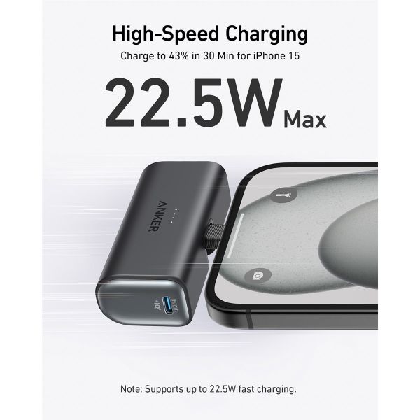 Anker Nano Powerbank mit integriertem USB-C-Stecker - 5.000 mAh - Schwarz