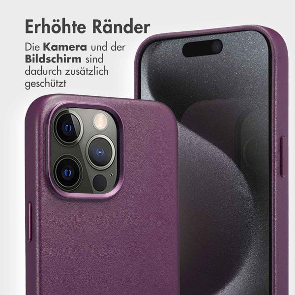 Accezz 2-in-1 Klapphülle aus Leder mit MagSafe für das Apple iPhone 15 Pro Max - Heath Purple