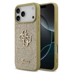 Guess 4G Metal Logo Back Cover mit Glitter Apple iPhone 17 Pro - Gold