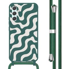 imoshion Silikonhülle design mit Band für das Samsung Galaxy A34 (5G) - Petrol Green Groovy