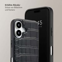 Selencia Nova Croco Back Cover mit Band und Kartenfach für das iPhone 16 - Black