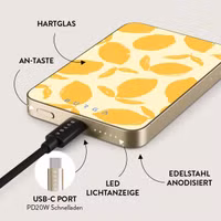 Burga Magnetische Powerbank 5.000 mAh - Geeignet für MagSafe und Qi2 - Lemon Tart / Gold