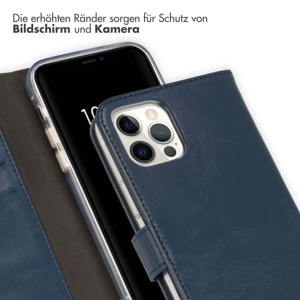 Selencia Echtleder Klapphülle iPhone 12 (Pro) - Blau