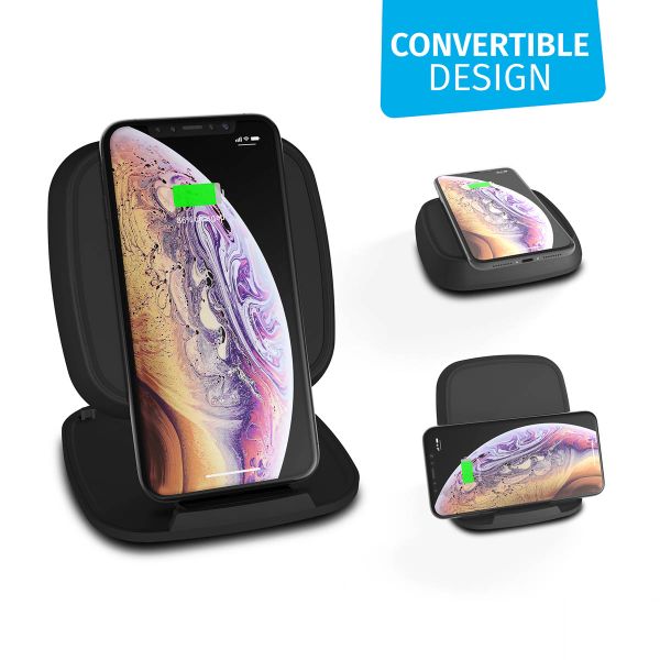 Zens Fast Wireless Charger Stand - Kabelloses Ladegerät, optimiert für iPhone - 15 Watt 