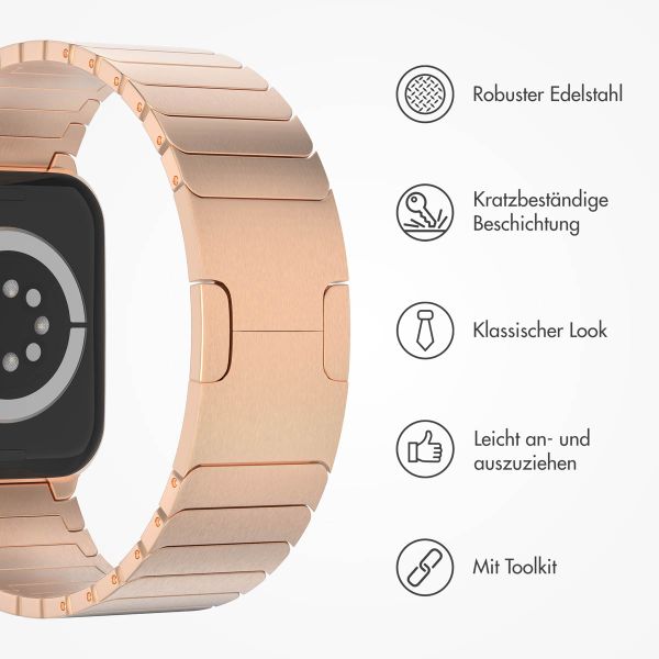 Selencia Edelstahl Gliederarmband für das  Apple Watch Series 1 t/m 11 / SE / Ultra (44/45/46/49 mm) - Rosé gold