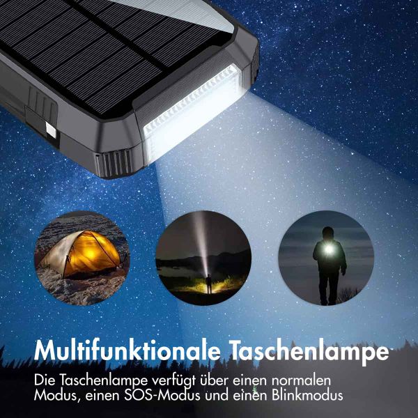 imoshion ﻿Solar Powerbank – Solarbetriebene, kabellose Powerbank – Schnellaufladung und Stromversorgung – 30.000 mAh – Schwarz