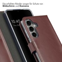 Selencia Echtleder Klapphülle für das Samsung Galaxy S25 - Dunkelbraun