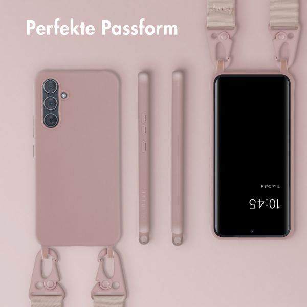 Selencia Silikonhülle mit abnehmbarem Band für das Samsung Galaxy A54 (5G) - Sand Pink