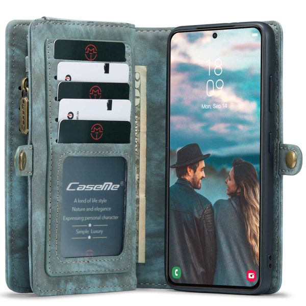 CaseMe Luxuriöse 2-in-1-Portemonnaie-Klapphülle Leder für das Samsung Galaxy S22 - Grün