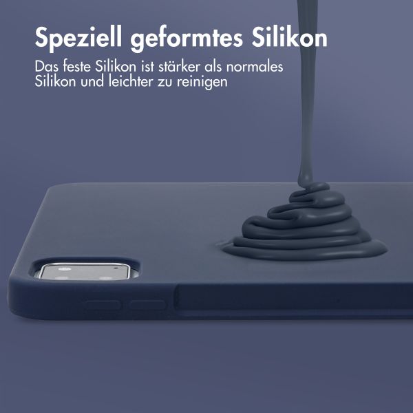 Accezz Liquid Silicone Back Cover mit Stifthalter Apple iPad Pro 11 (2022 / 2021 / 2020 / 2018) - Dunkelblau