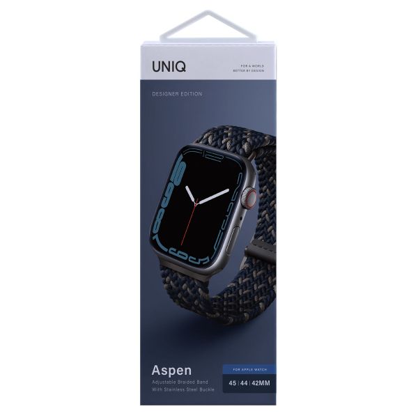 Uniq Aspen Designer Edition Geflochtenes Armband für die Apple Watch Series 1 bis 10 / SE / Ultra (2) (44/45/46/49 mm) - Obsidian Blue