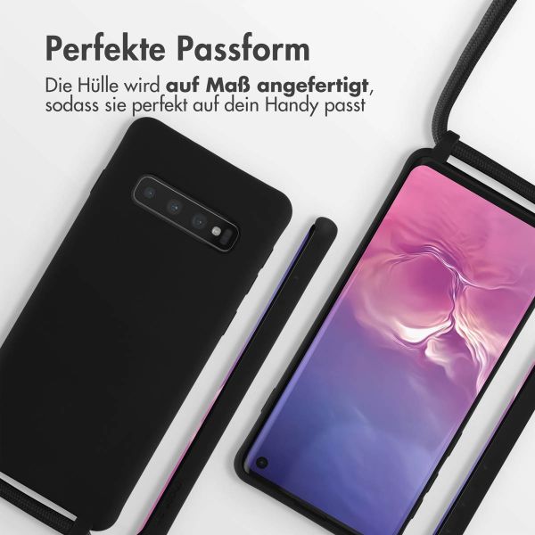 imoshion Silikonhülle mit Band für das Samsung Galaxy S10 - Schwarz