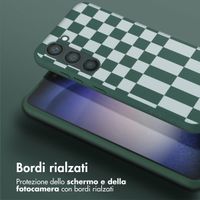 Selencia SilikonHülle design mit abnehmbarem Band Samsung Galaxy S23 - Irregular Check Green