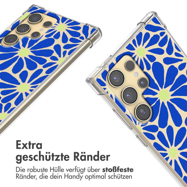 imoshion Design Hülle mit Band Samsung Galaxy S24 Ultra - Cobalt Blue Flowers Connect
