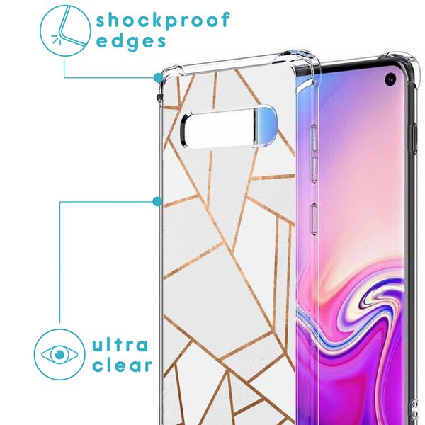 imoshion Design Hülle mit Band für das Samsung Galaxy S10 Plus - White Graphic