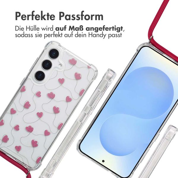 imoshion Design Hülle mit Band Samsung Galaxy S25 - Dusty Rose Connected Hearts