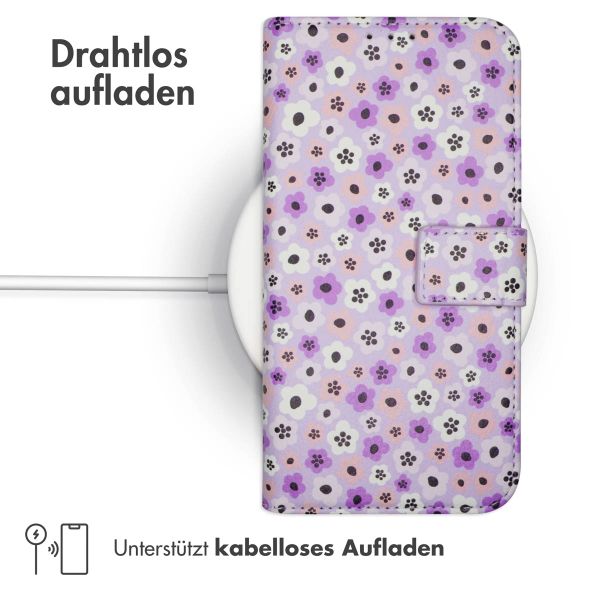 imoshion ﻿Design Klapphülle für das Google Pixel 6a - Purple Flowers