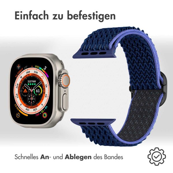 imoshion Elastische Nylonarmband für das Apple Watch Series 1-10 / SE / Ultra (2) - 42/44/45/46/49 mm - Dunkelblau