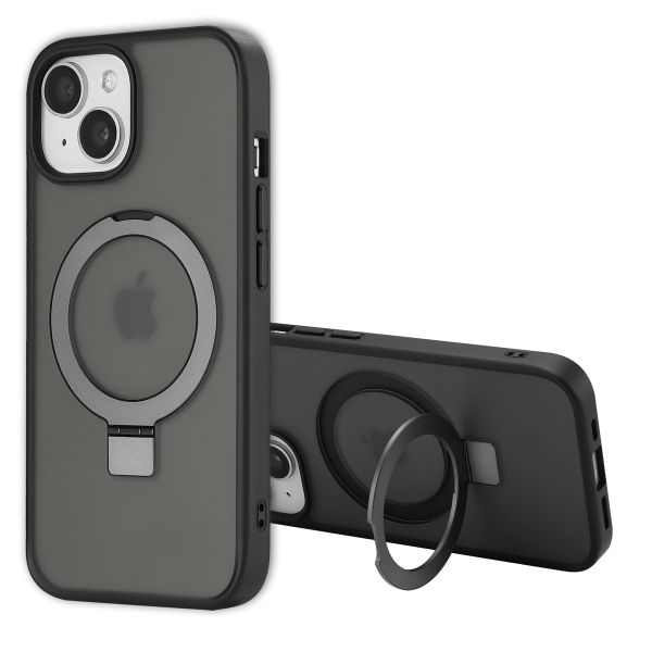 Accezz Ring Stand Backcover mit MagSafe für das iPhone 15 - Schwarz