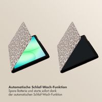 Selencia Sabi Klapphülle mit Leopardenmuster Samsung Galaxy Tab A11 Plus - Soft Ivory