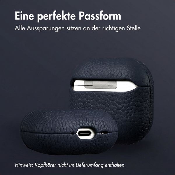 Accezz Echtleder Case  Apple Airpods 4 - Dunkelblau