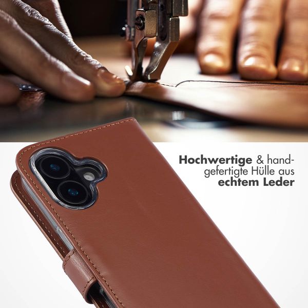 Selencia Echtleder Klapphülle für das Apple iPhone 16 - Hellbraun