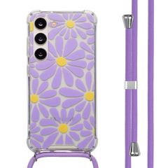 imoshion Design Hülle mit Band Samsung Galaxy S23 - Tropical Violet Flowers Connect