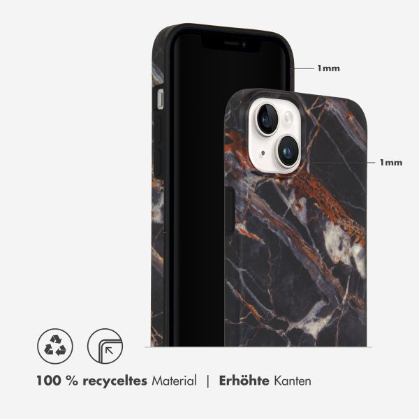 Selencia Aurora Fashion Back Case für das iPhone 14 Plus - ﻿Strapazierfähige Hülle - 100 % recycelt - Schwarzer Marmor