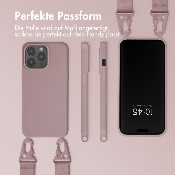 Selencia Silikonhülle mit abnehmbarem Band für das iPhone 15 Pro Max - Sand Pink