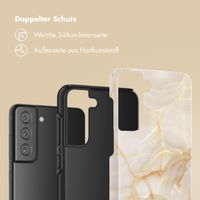 Selencia Vivid Tough Back Cover für das Samsung Galaxy S21 FE - Golden Beige Marble