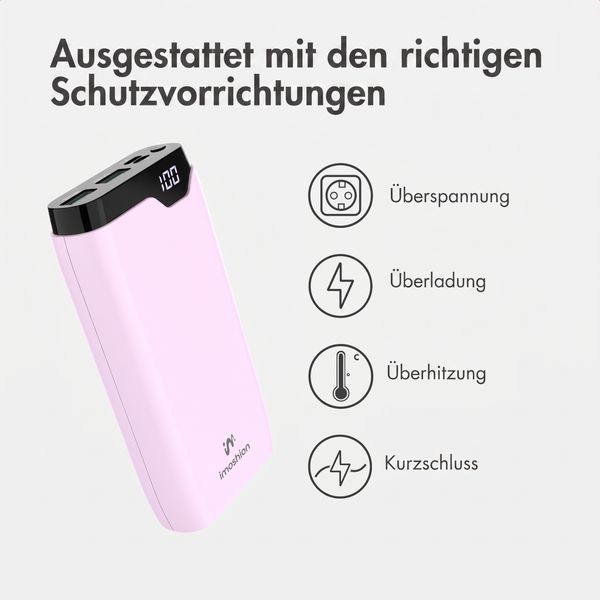imoshion Powerbank 20.000 mAh - 22,5W Schnellladegerät - USB-C / USB-A - Rosa