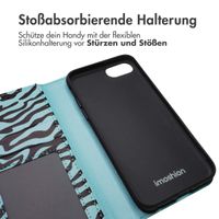imoshion ﻿Design Klapphülle für das Apple iPhone SE (2022 / 2020) / 8 / 7 / 6(s) - Black Blue Stripes