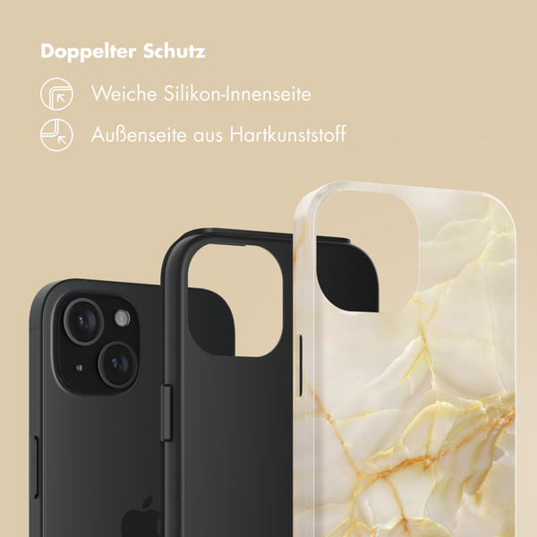 Selencia Vivid Back Cover Apple iPhone 15 - Golden Beige Marble