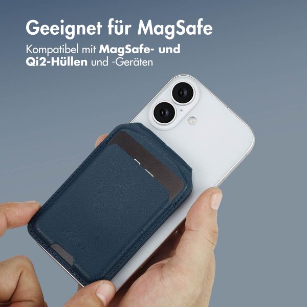 Accezz Leder-Wallet mit Standfunktion - Geeignet für MagSafe und Qi2 - Nightfall Blue