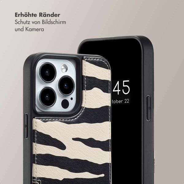 Selencia Nova HandyHülle mit Kordel und Kartenhalter Apple iPhone 13 Pro - Zazzy Zebra